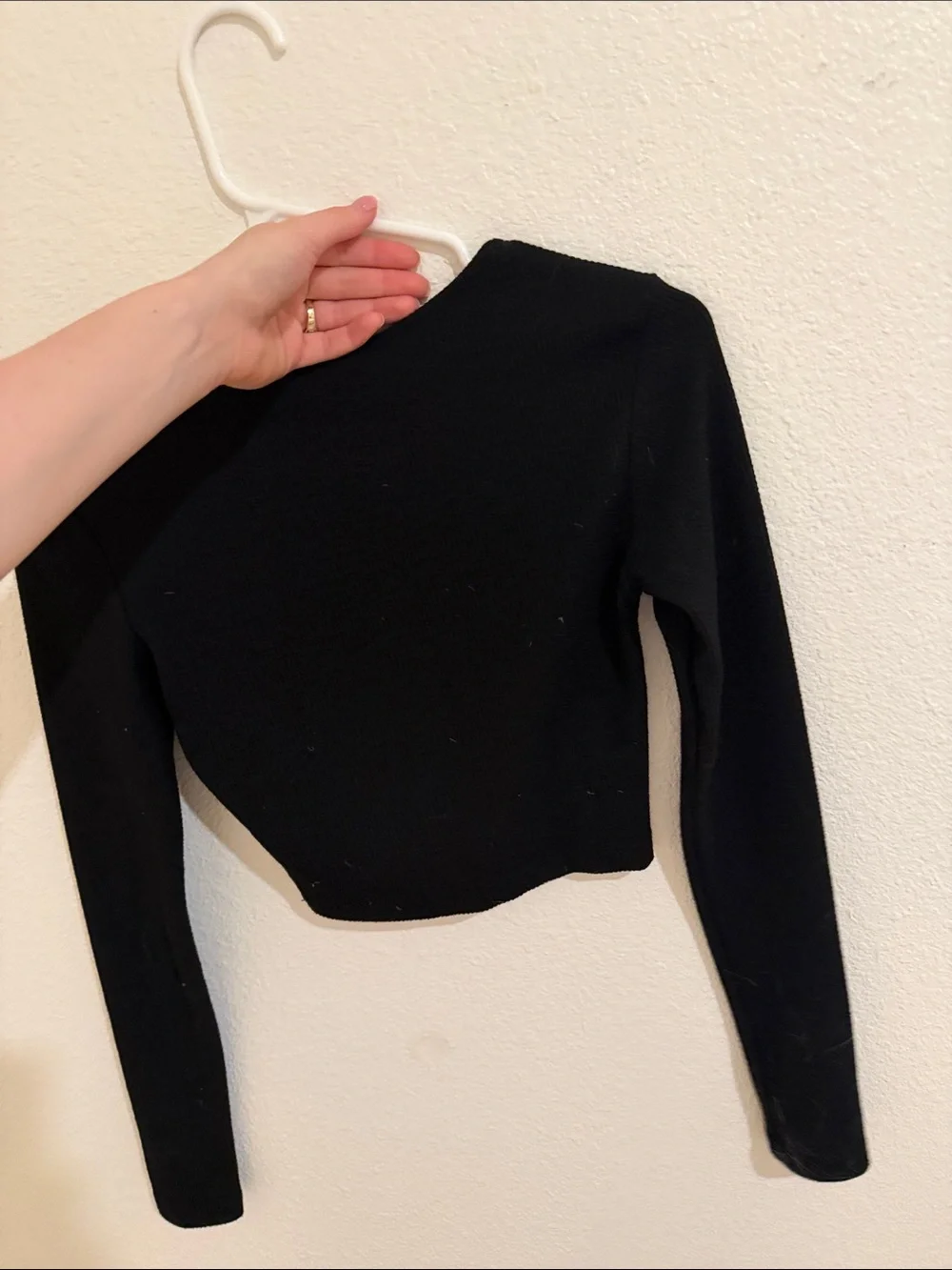 Zara Black Ribbed Long Sleeve Crop